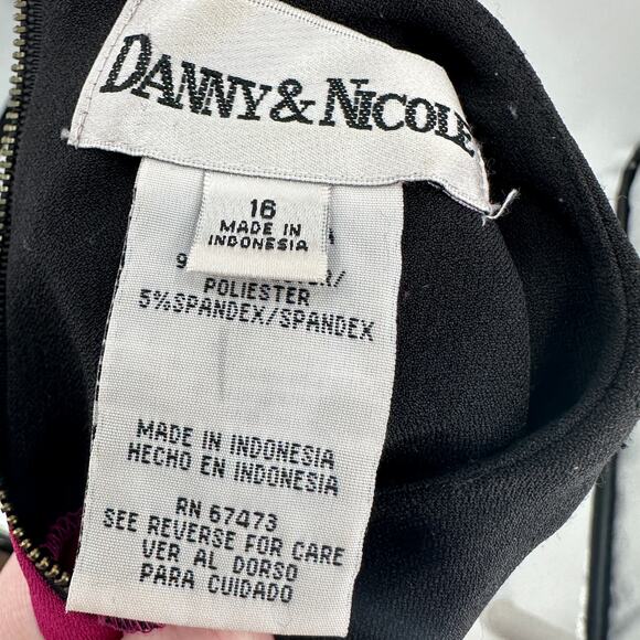 Danny & Nicole Dress Womens 16 Berry Black Colorblock Sheath Zipper Back Career - Picture 7 of 8